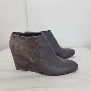 Coclico Elurra Taupe‎ Gray Wedge Ankle Suede Leather Boots Booties 38.5 or 8.5